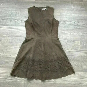 Lamarque | Brown Cowgirl 100% Leather Suede Dress with Cutout Designs Size 2